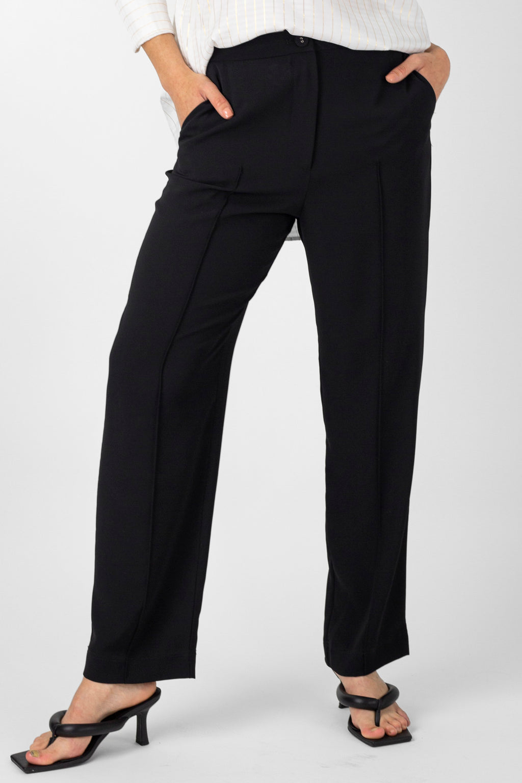 Black Euro Straight Leg Pants - Final Sale