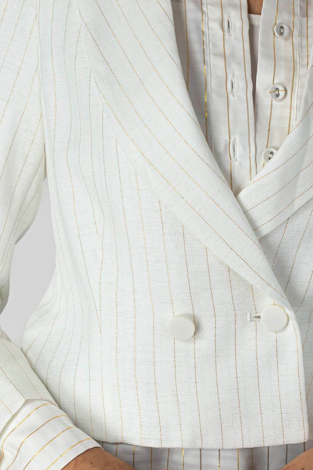 Ivory Pinstripe Crop Blazer - Sale