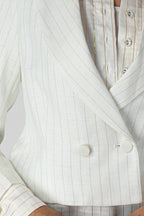 Ivory Pinstripe Crop Blazer - Sale