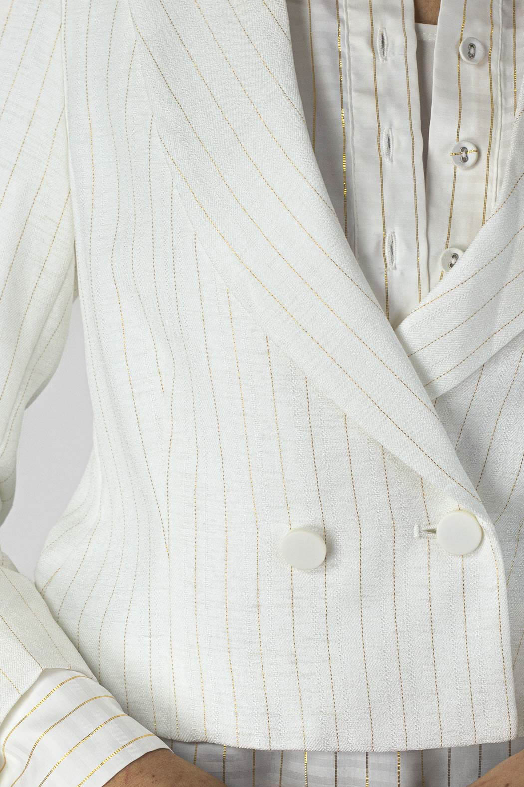 Ivory Pinstripe Crop Blazer - Sale