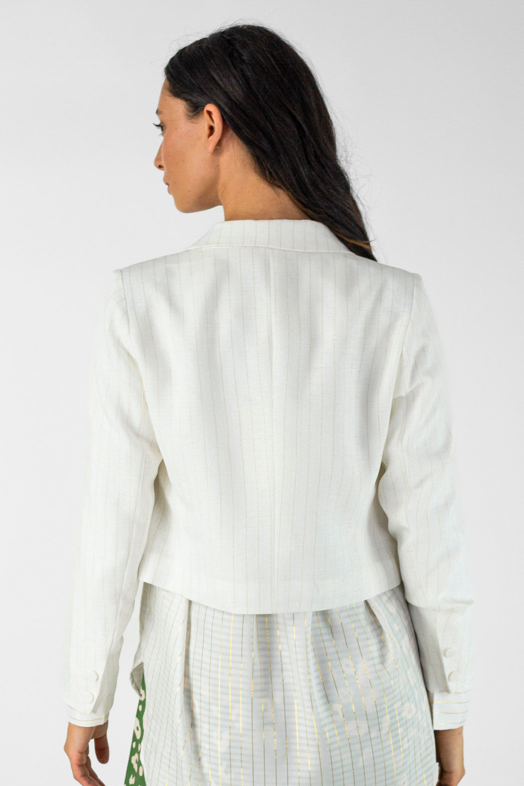 Ivory Pinstripe Crop Blazer - Sale