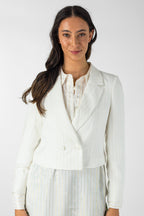 Ivory Pinstripe Crop Blazer - Sale