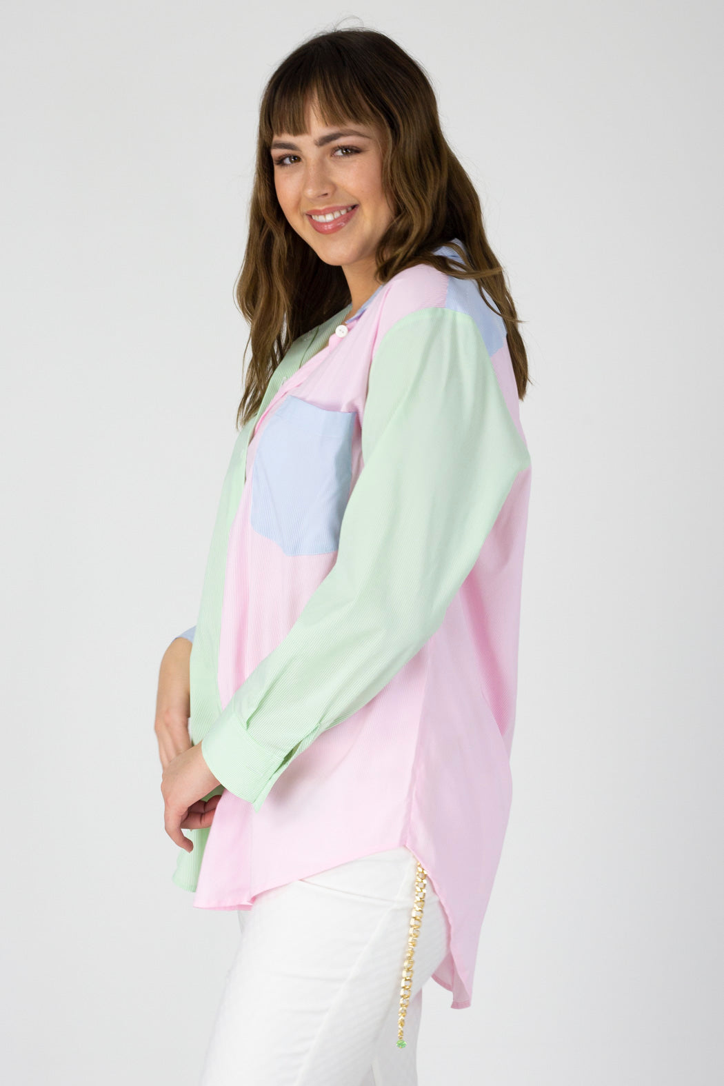 Summer Stripe Patchwork Shirt - Final Sale