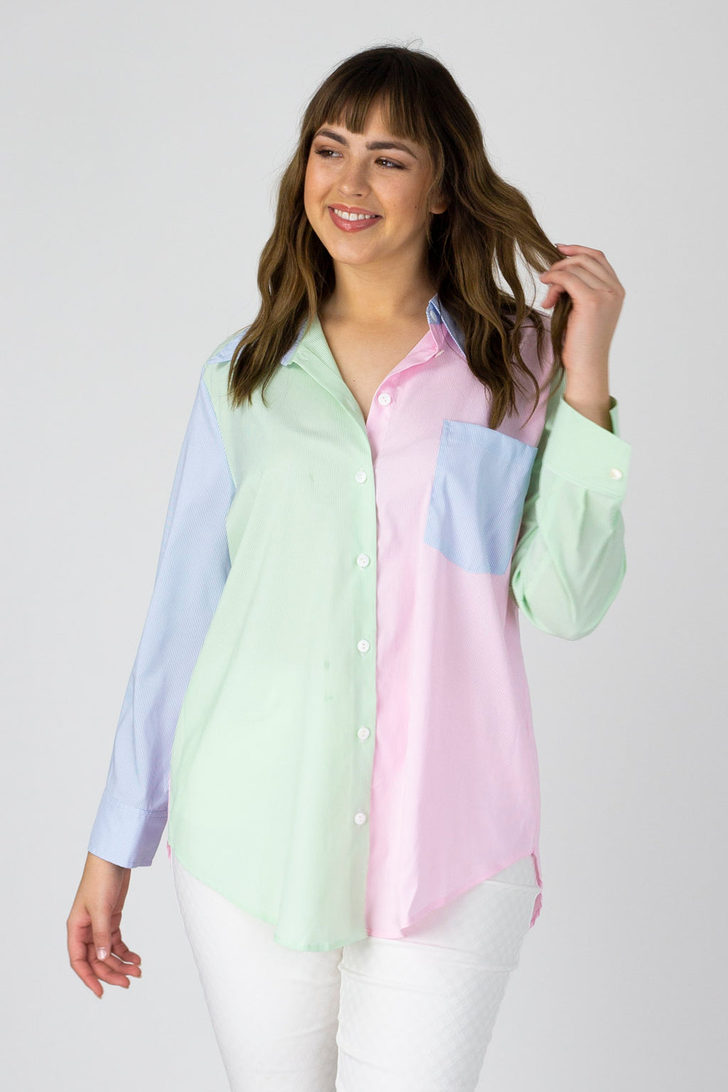 Summer Stripe Patchwork Shirt - Final Sale