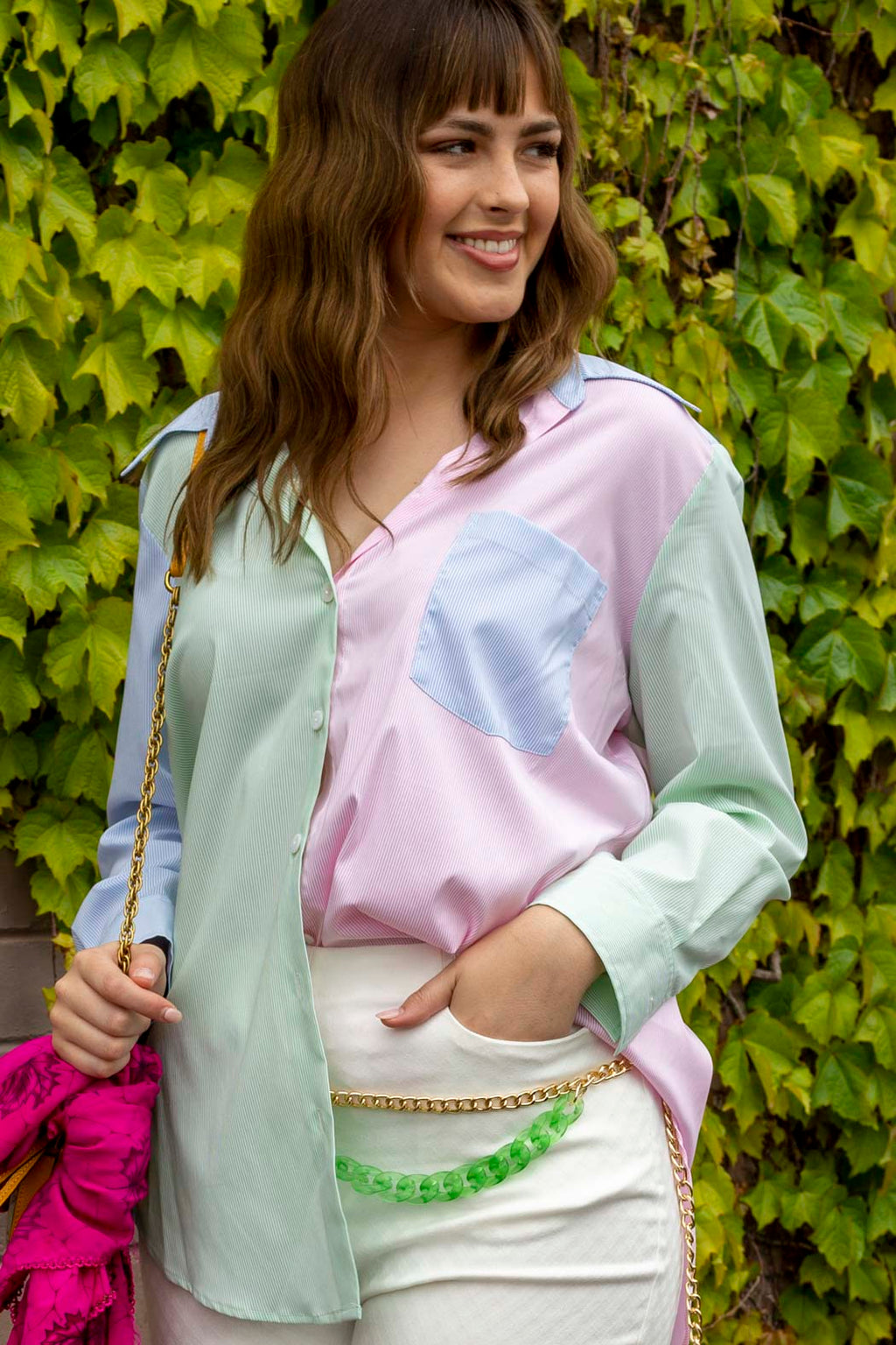 Summer Stripe Patchwork Shirt - Final Sale