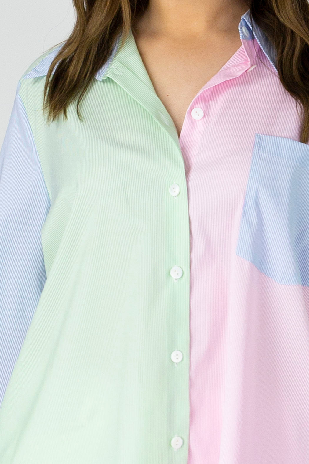 Summer Stripe Patchwork Shirt - Final Sale