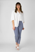 Gingham Bengaline Slim Leg Jean - Final Sale