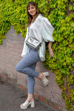 Gingham Bengaline Slim Leg Jean - Final Sale