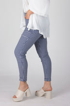 Gingham Bengaline Slim Leg Jean - Final Sale