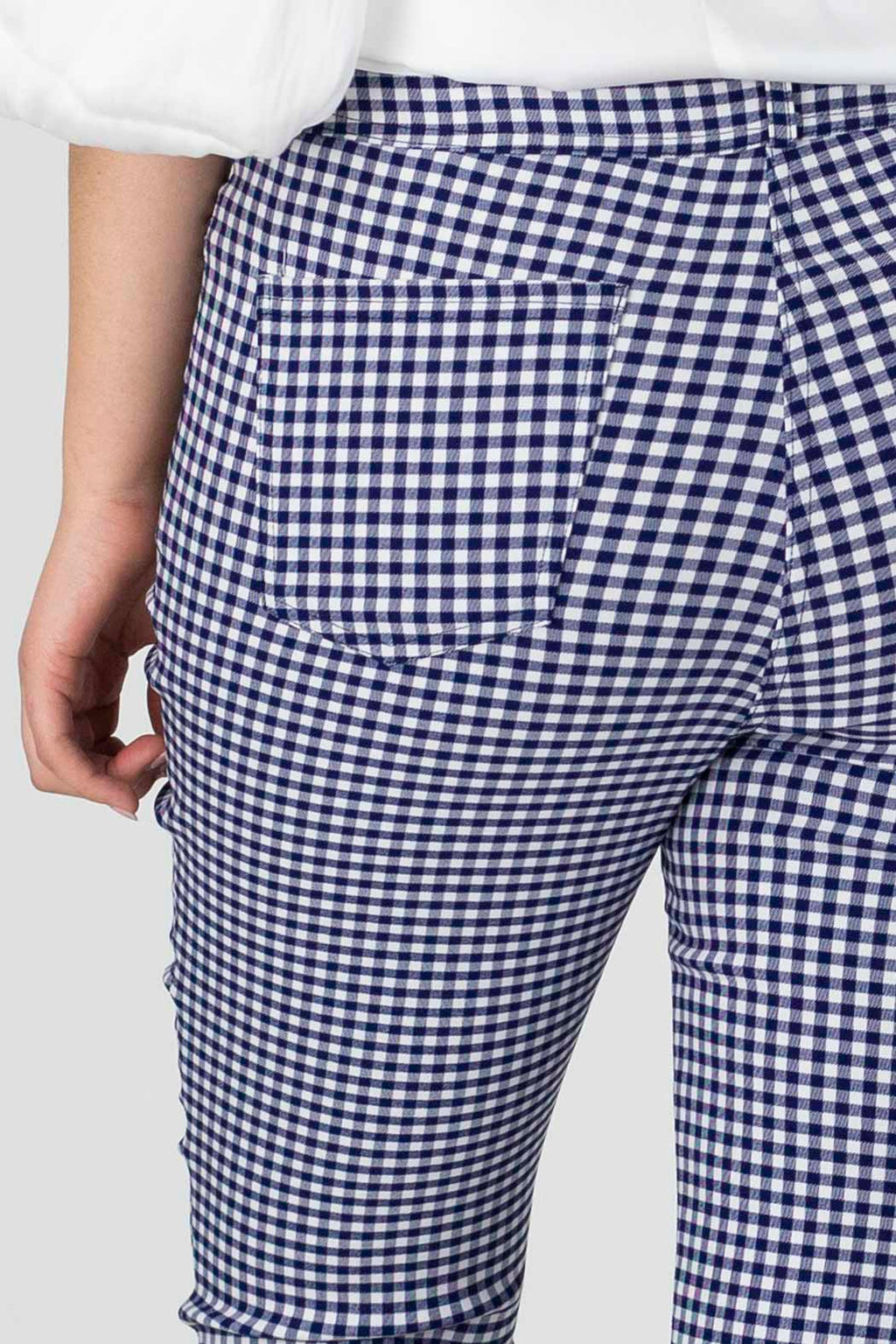 Gingham Bengaline Slim Leg Jean - Final Sale