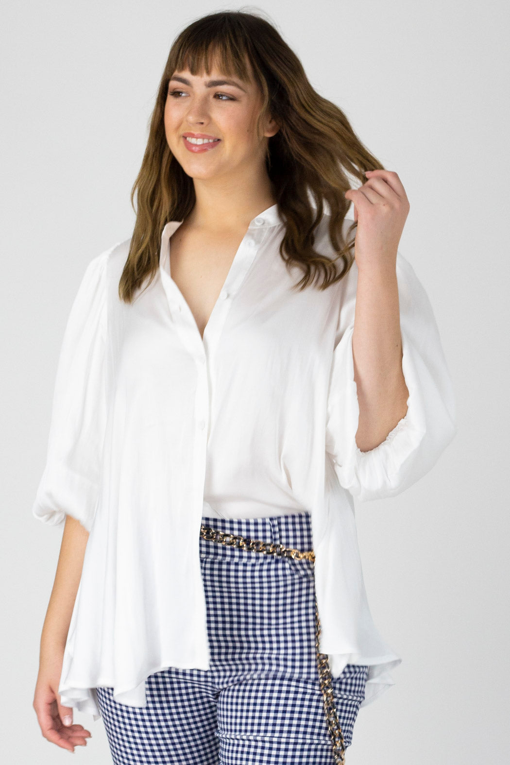 White Silky Tunic Shirt - Final Sale