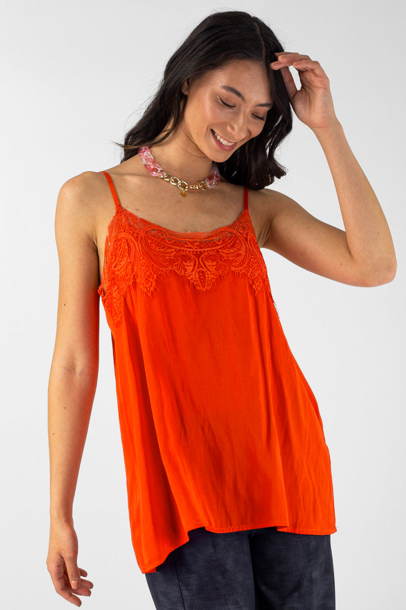 Orange Silky Dainty Cami - Final Sale