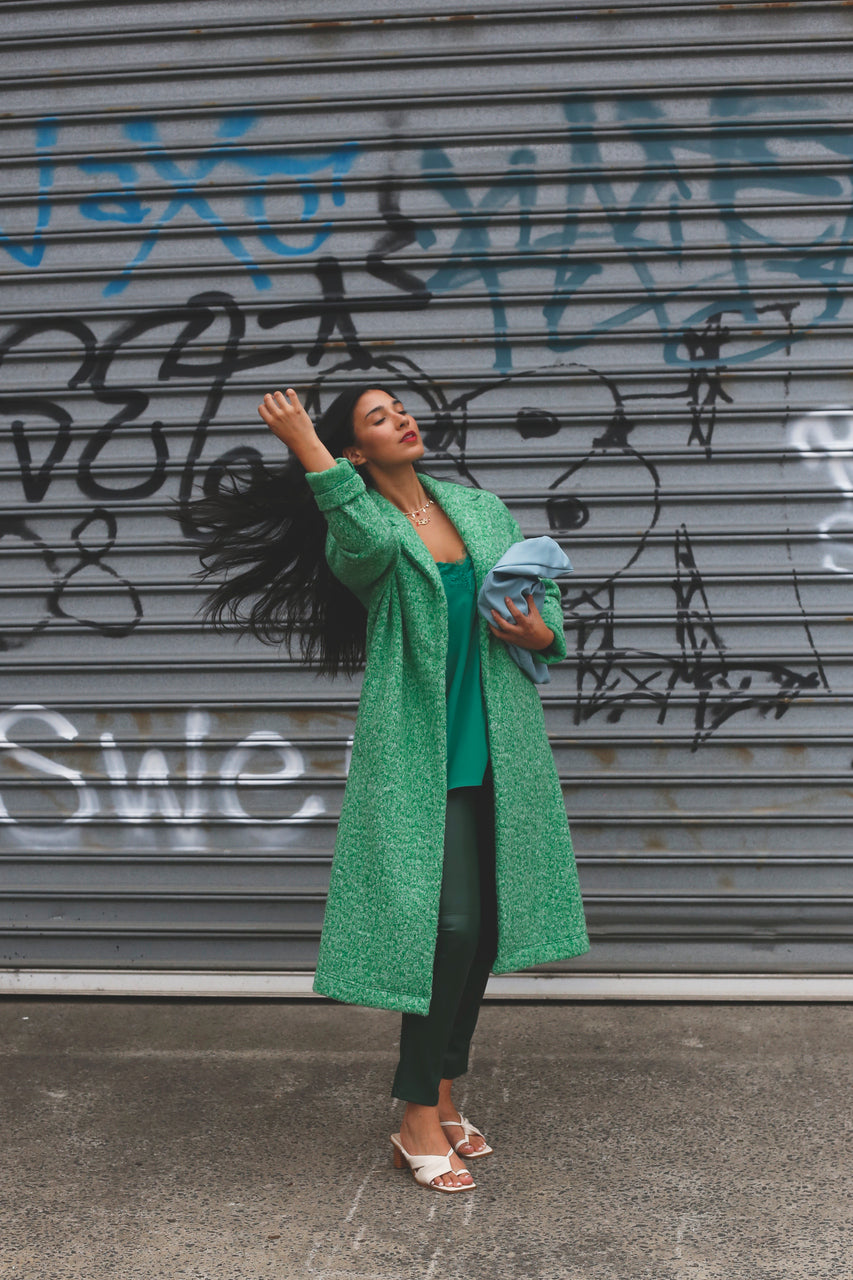 Green Zip Hem Coat