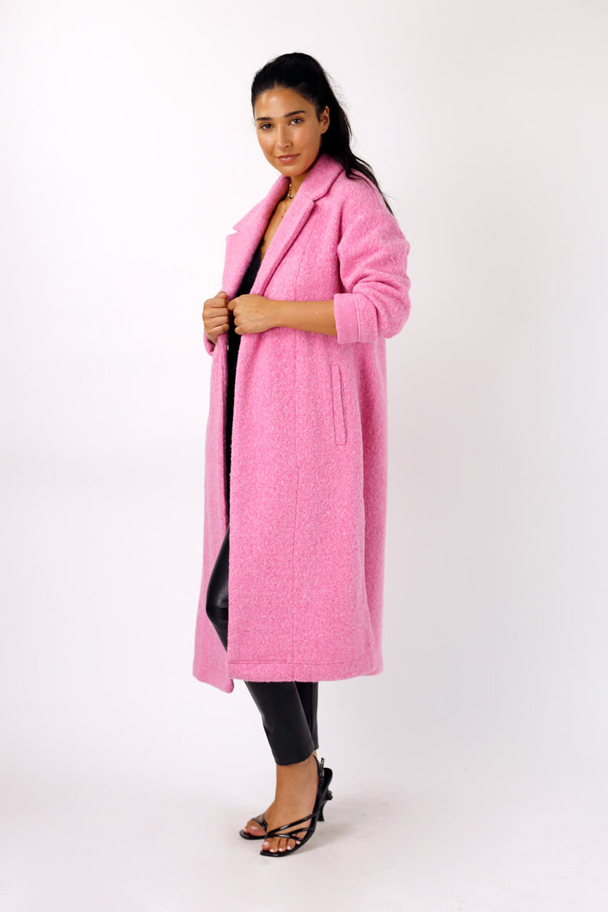 Pink Zip Hem Coat