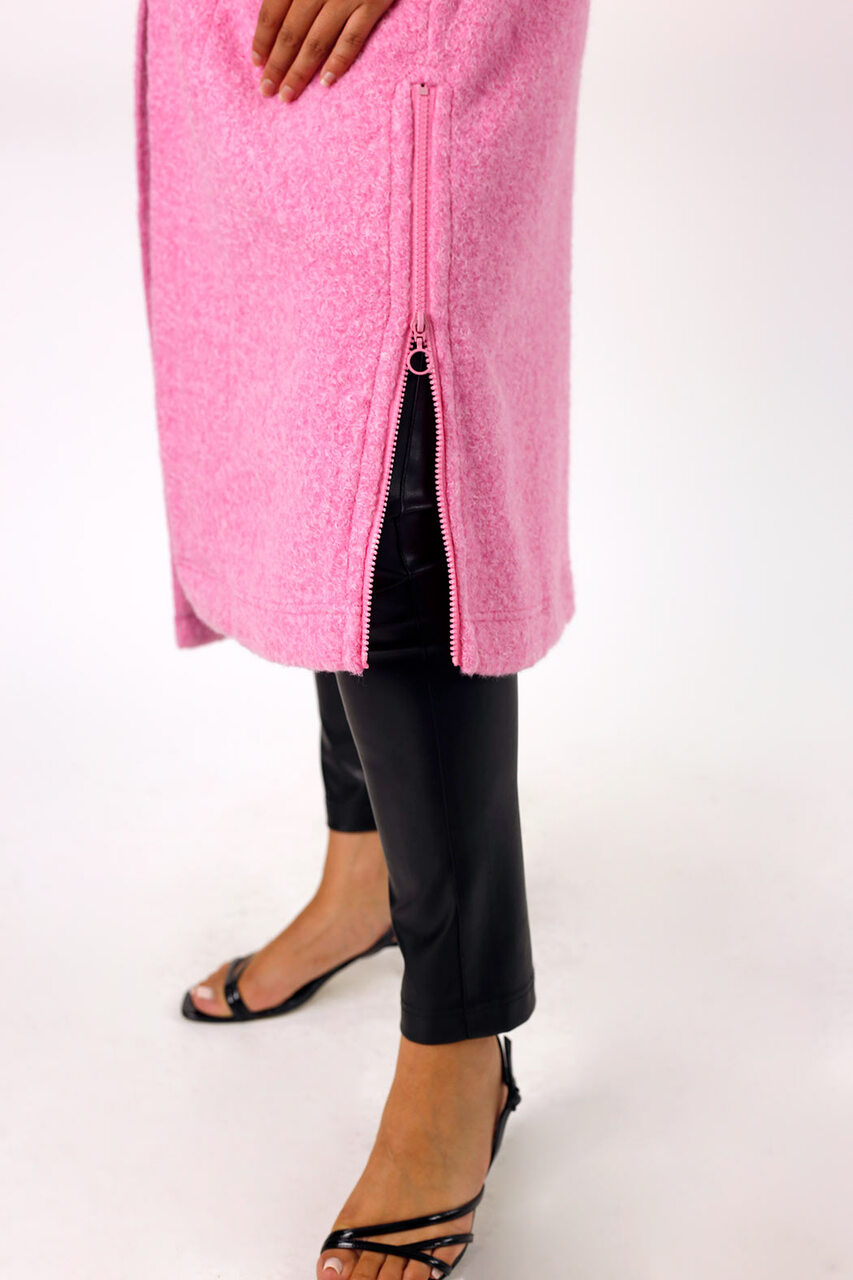 Pink Zip Hem Coat