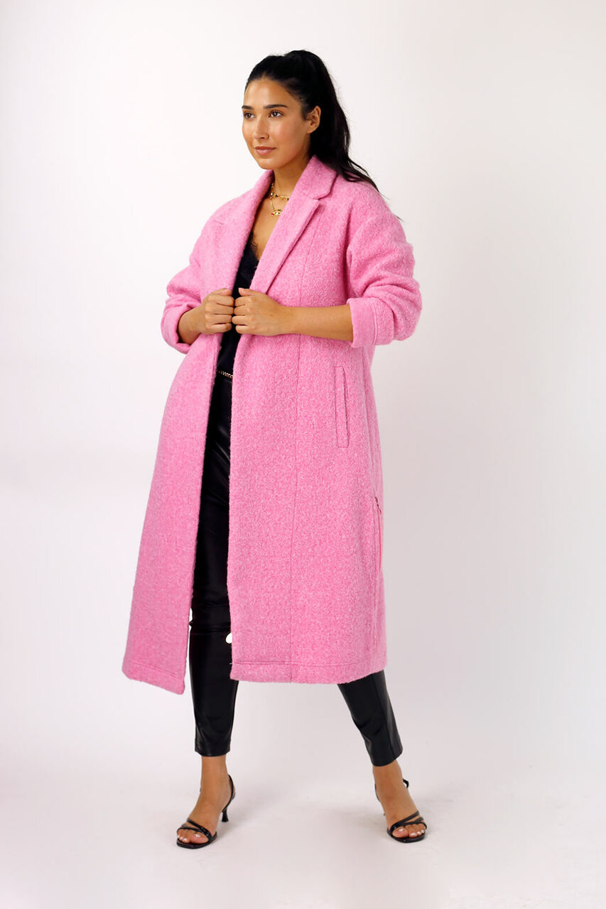 Pink Zip Hem Coat