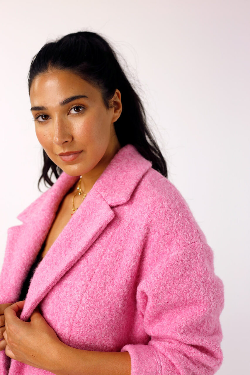 Pink Zip Hem Coat