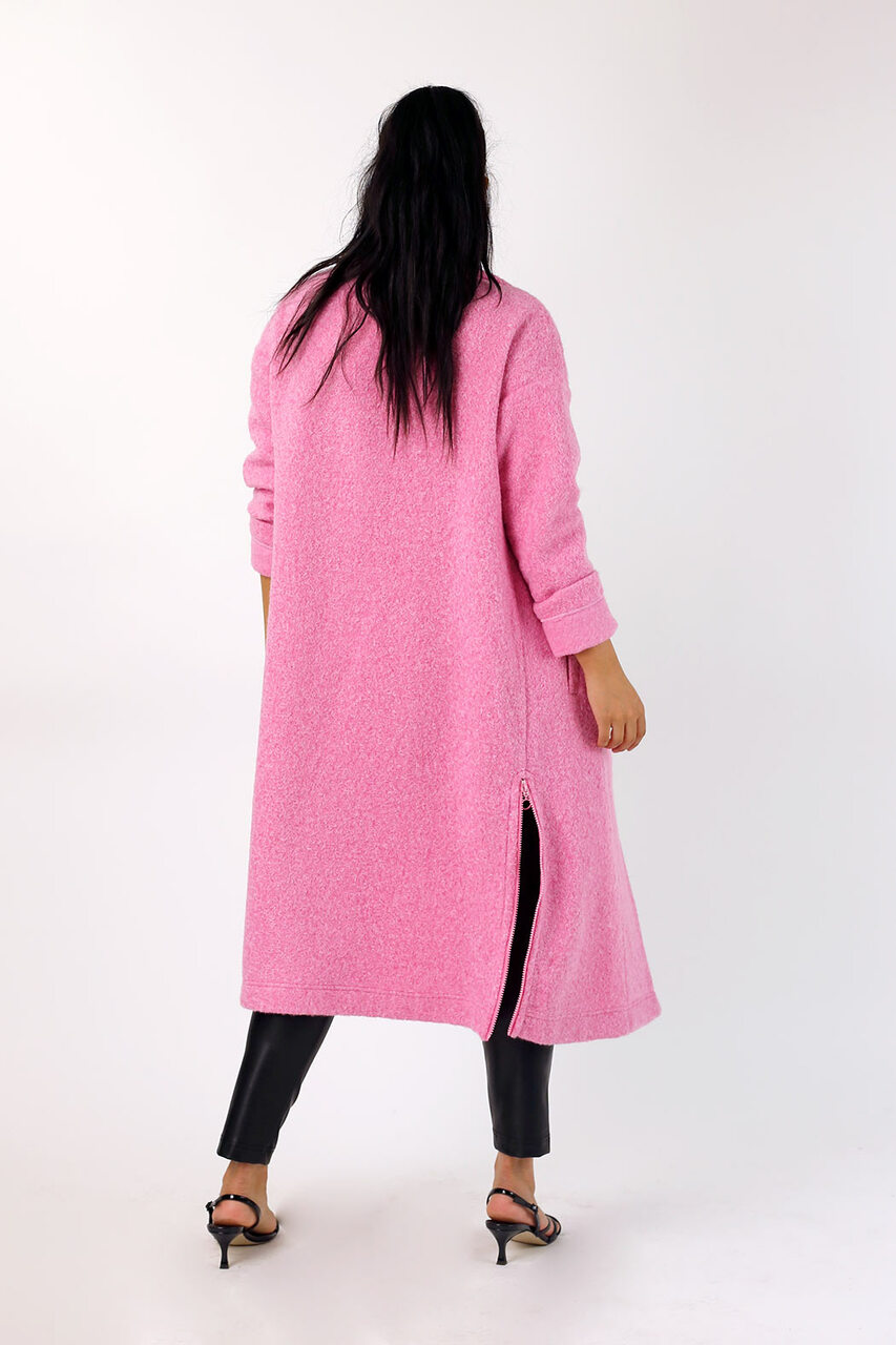 Pink Zip Hem Coat