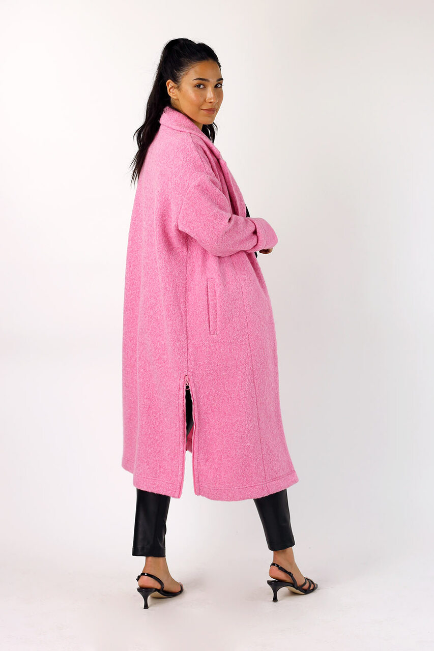 Pink Zip Hem Coat