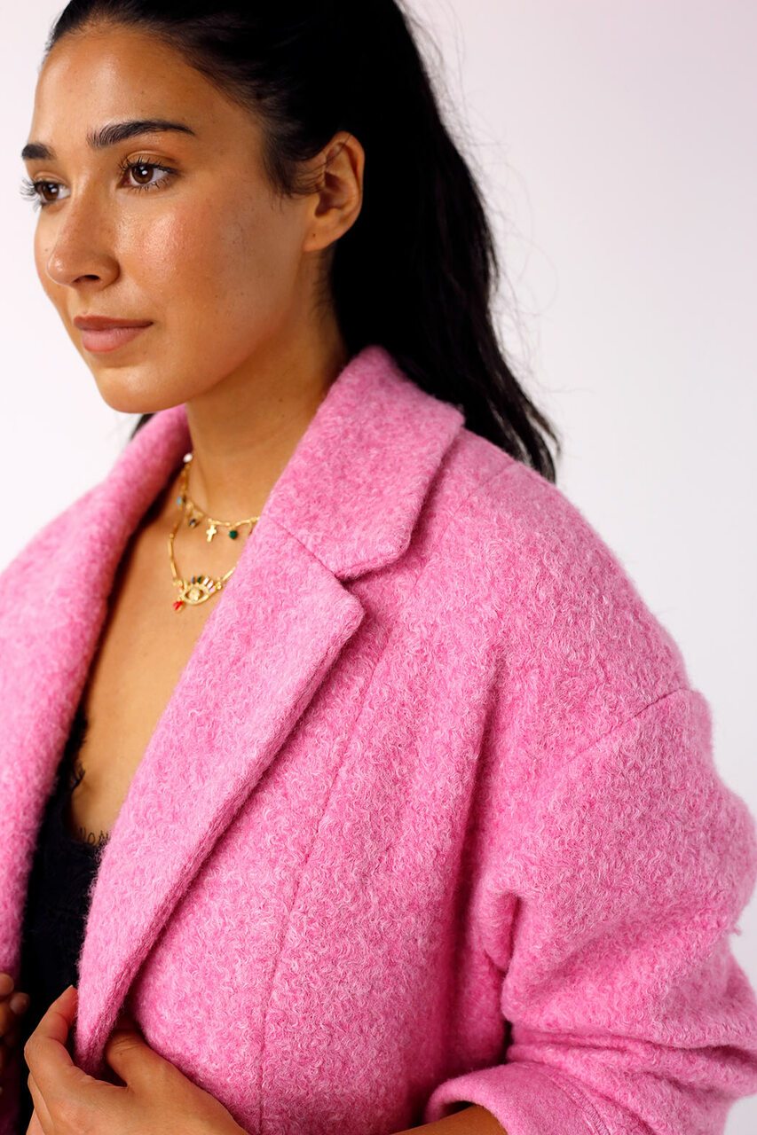 Pink Zip Hem Coat