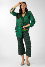 Green Chiffon Cascade Blouse