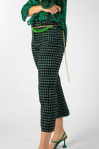 Jade Check Wide Crop Flare - Final Sale