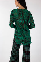 Jade Check Wide Crop Flare - Final Sale