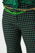 Jade Check Wide Crop Flare - Final Sale