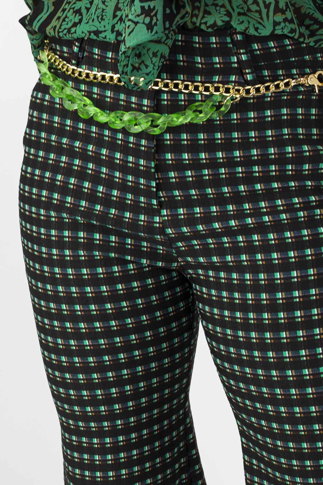 Jade Check Wide Crop Flare - Final Sale