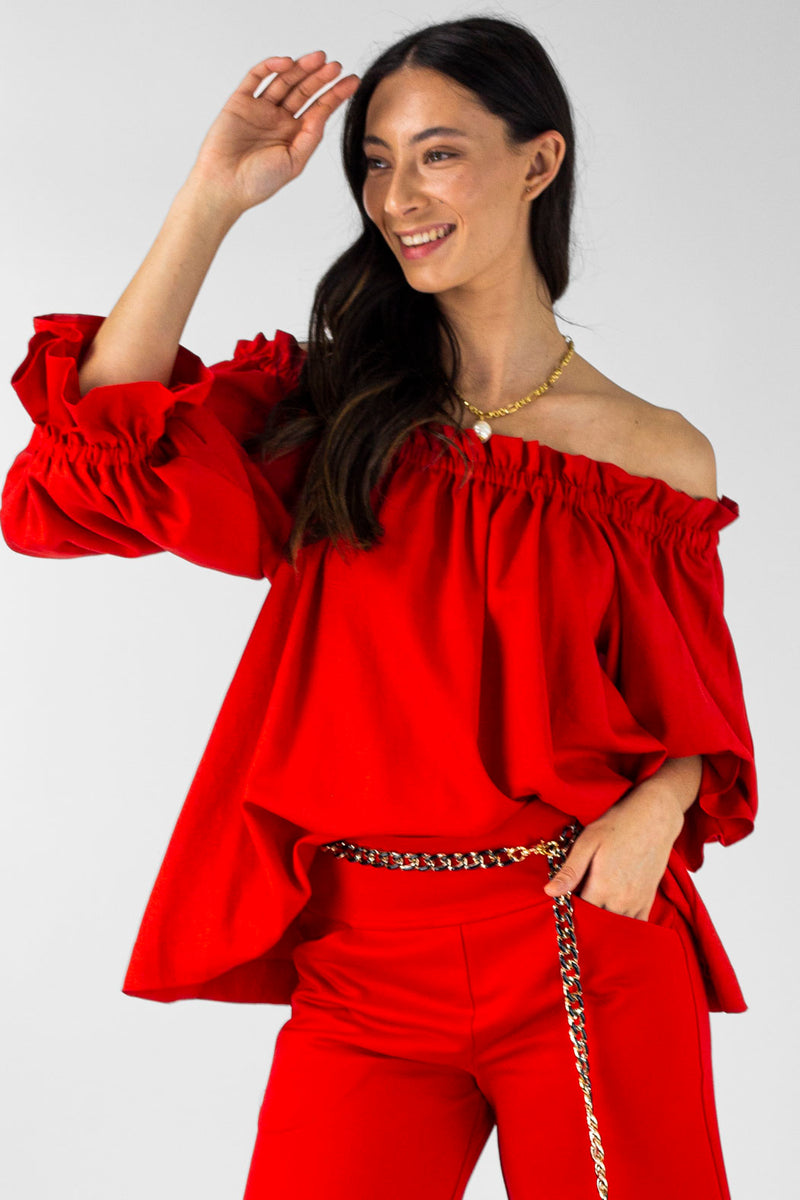 Red Shimmer Top Nt