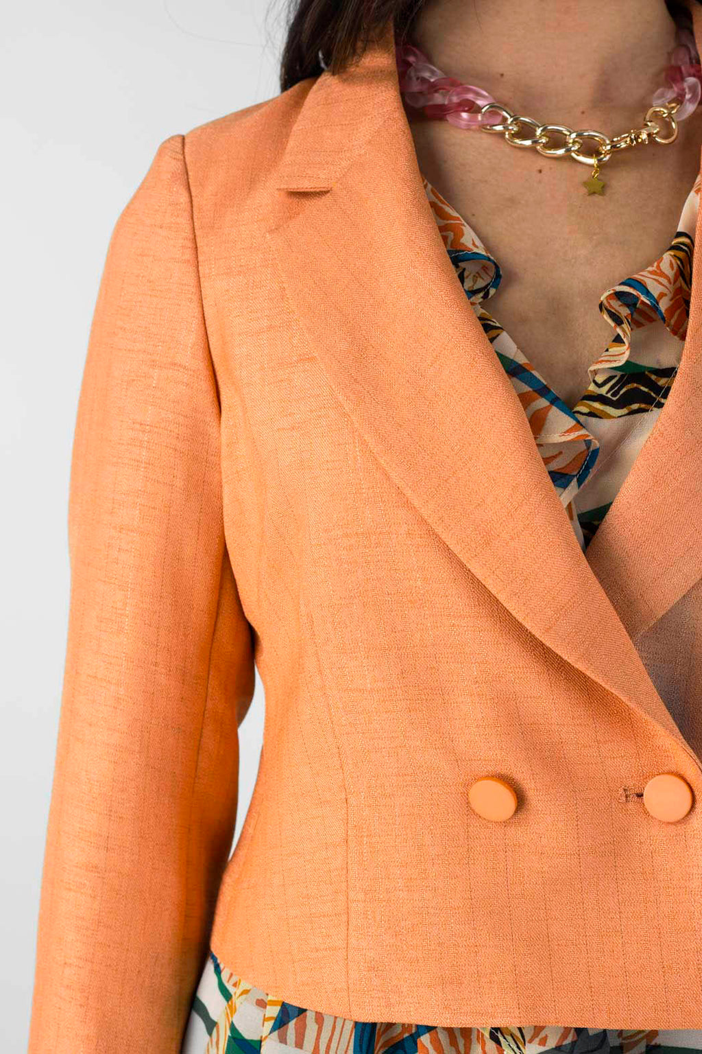Peach Pinstripe Crop Blazer - Final Sale