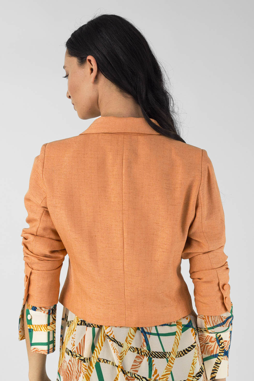 Peach Pinstripe Crop Blazer - Final Sale