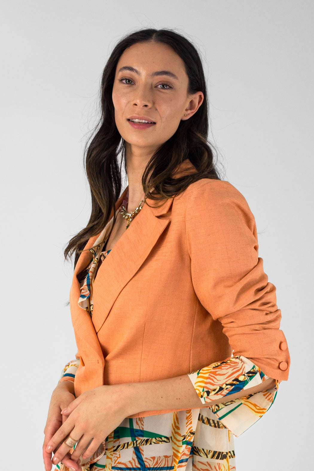 Peach Pinstripe Crop Blazer - Final Sale