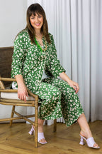 Green Animal Silky Piping Shirt - Final Sale