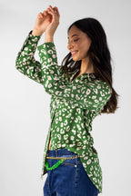 Green Animal Silky Piping Shirt - Final Sale