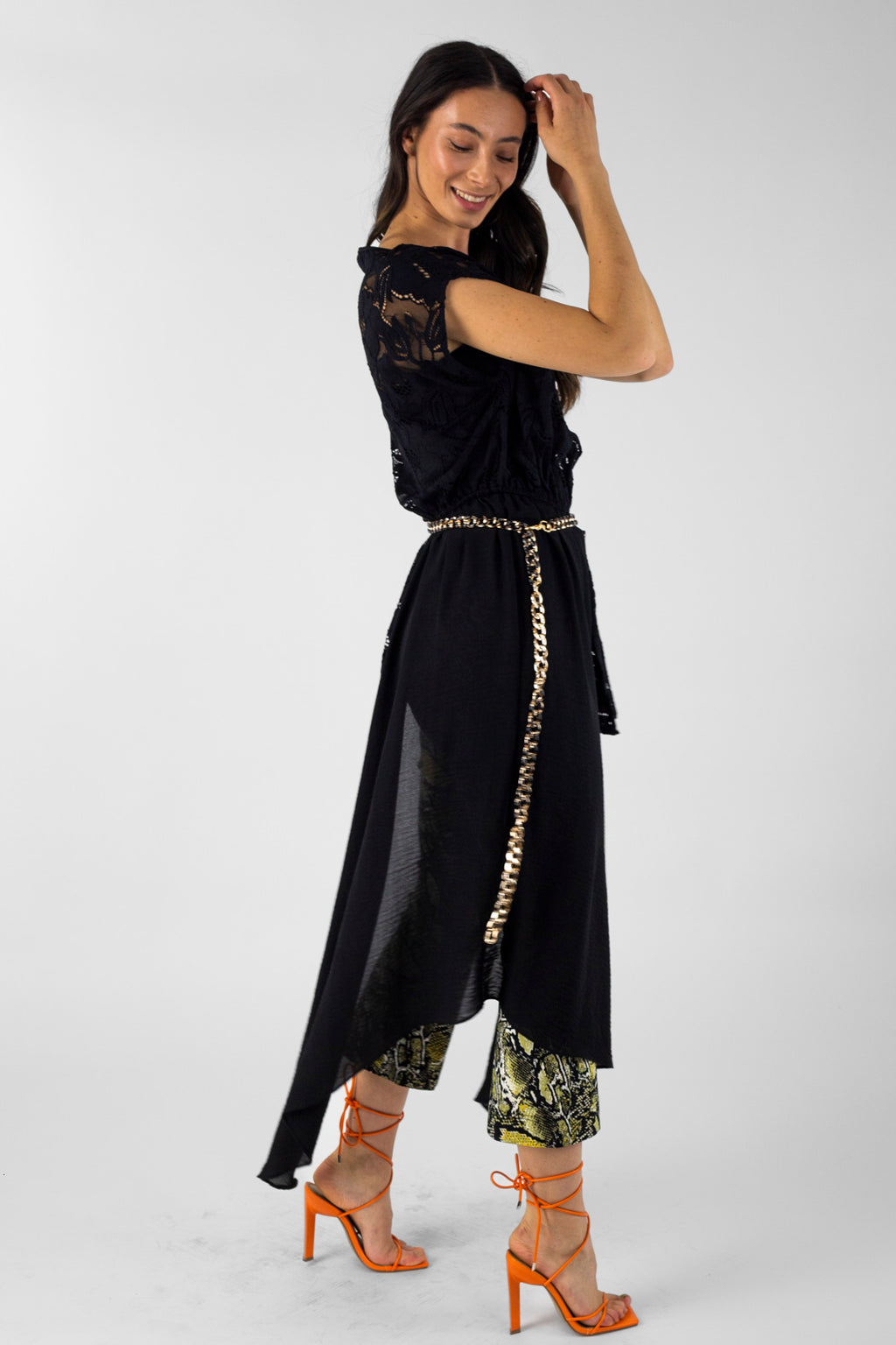 Black Whimsical Grecian Tunic