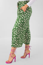 Green Animal Silky Crop Culottes - Final Sale