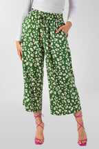Green Animal Silky Crop Culottes - Final Sale