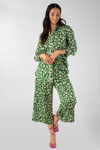 Green Animal Silky Crop Culottes - Final Sale