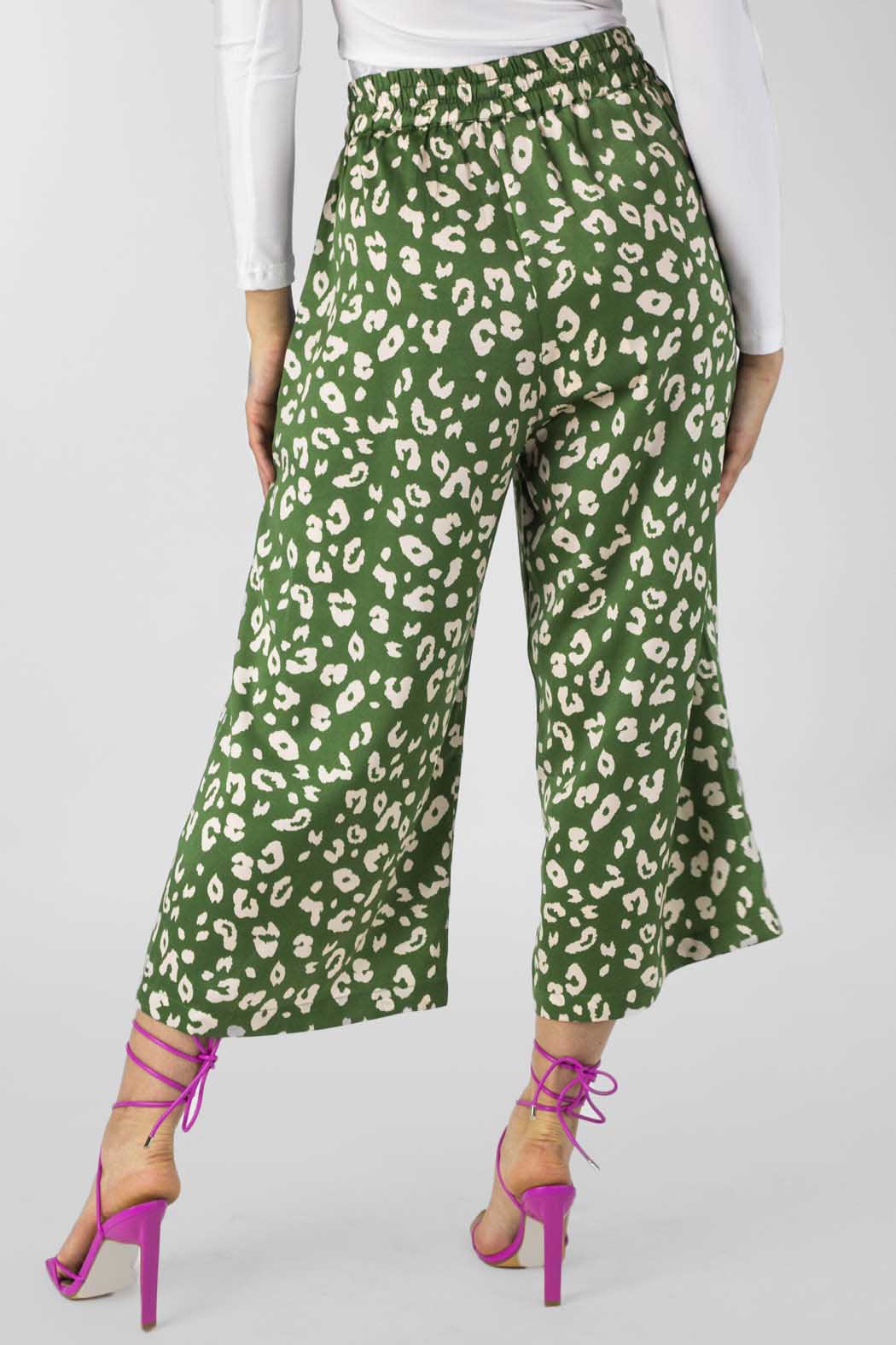 Green Animal Silky Crop Culottes - Final Sale