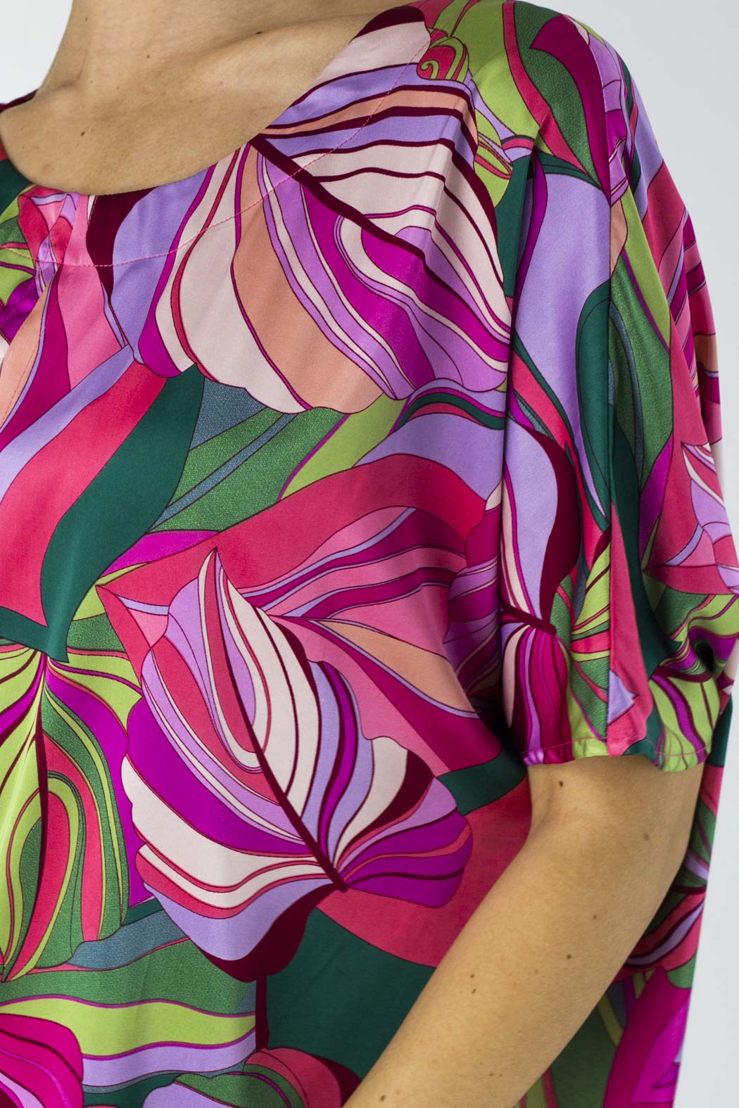 Pink Leaf Silky Over Top - Final Sale