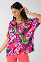 Pink Leaf Silky Over Top - Final Sale