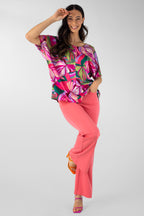 Pink Leaf Silky Over Top - Final Sale