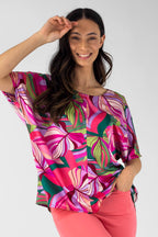 Pink Leaf Silky Over Top - Final Sale