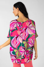 Pink Leaf Silky Over Top - Final Sale