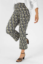 Yellow And Black Pull On Cropped Flare - Final Sale