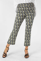 Yellow And Black Pull On Cropped Flare - Final Sale