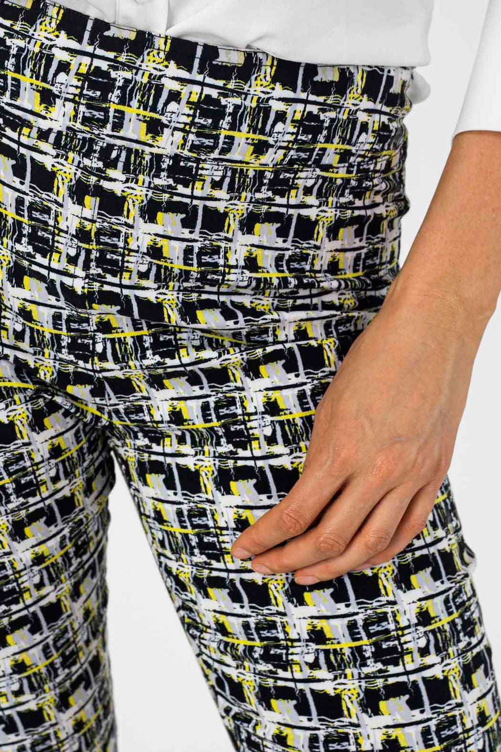 Yellow And Black Pull On Cropped Flare - Final Sale