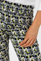 Yellow And Black Pull On Cropped Flare - Final Sale