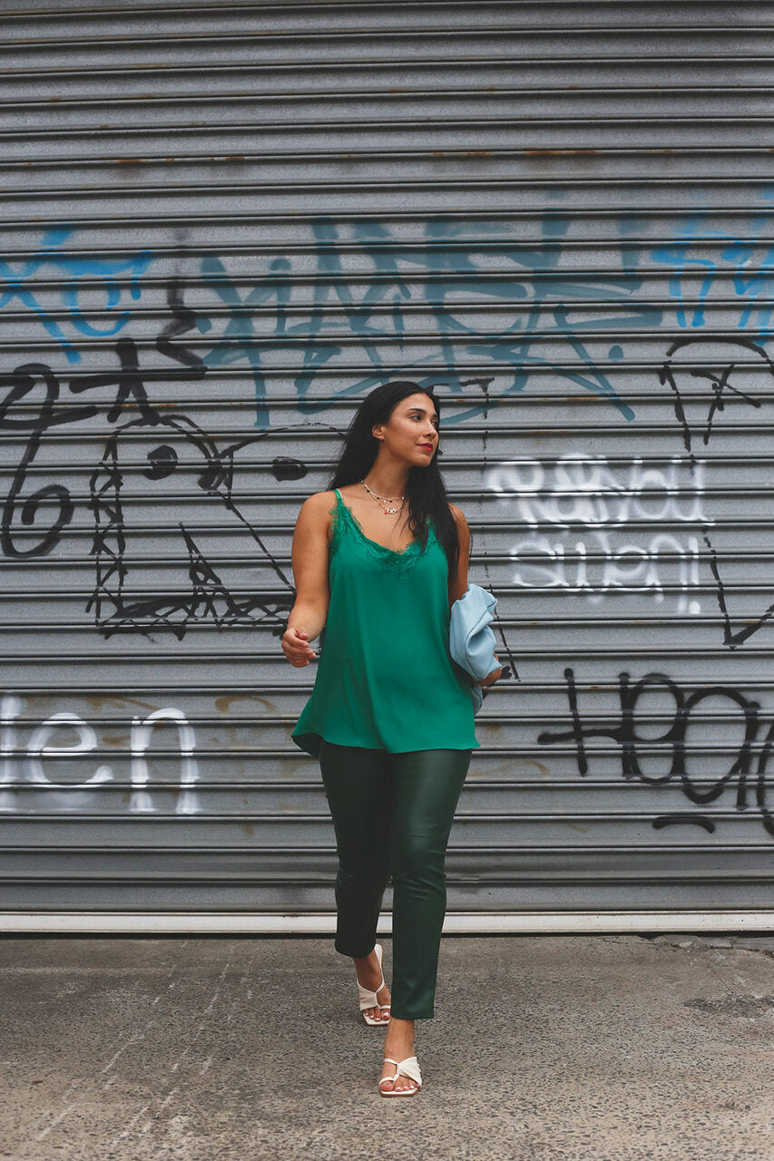 Green Soft Touch Lace Cami - FINAL SALE